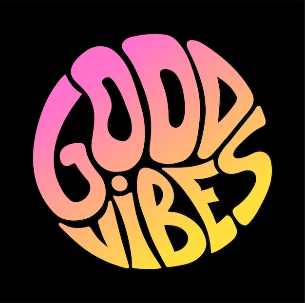 Good vibes only quote in circle tshirt print Vector handgetekende belettering illustratie Good vibes only belettering print voor tshirt posterstickercoverlogo concept