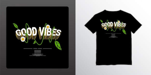 Дизайн футболки уличной одежды Good Vibes подходит для курток с трафаретной печатью и других вещей.
