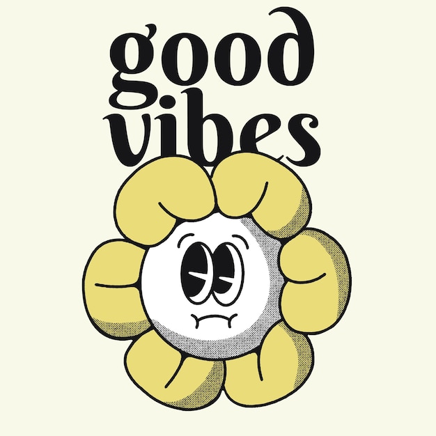 Good Vibes With Sun Flower Groovy Character design