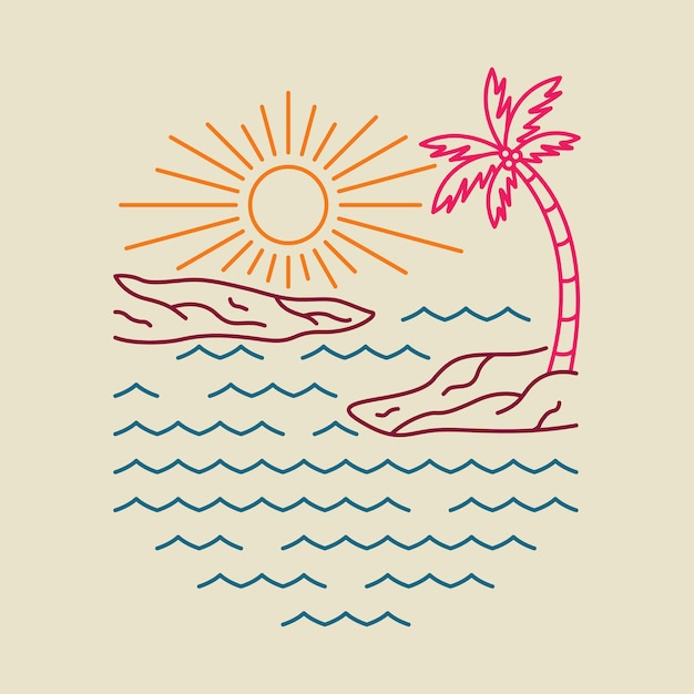 Vector good view of beach in summer graphic illustration vector art tshirt design