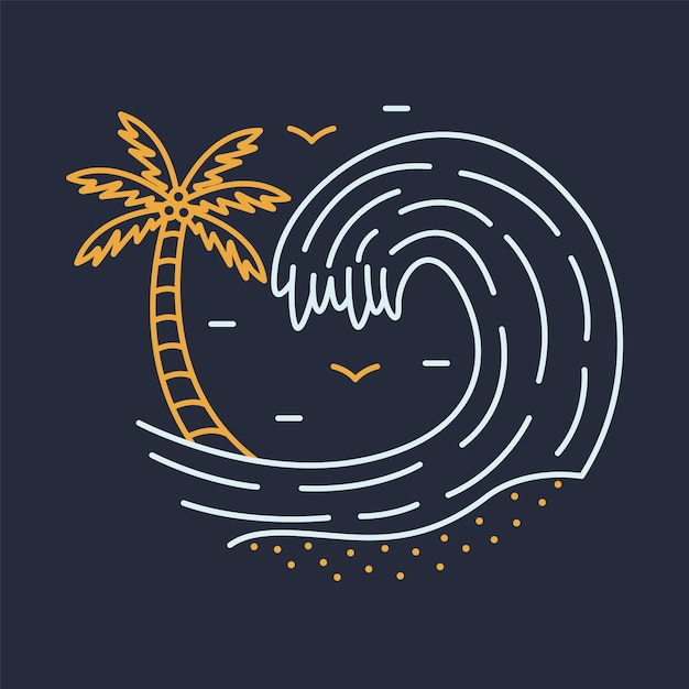 Buona onda sul disegno della maglietta di arte di vettore dell'illustrazione grafica di estate