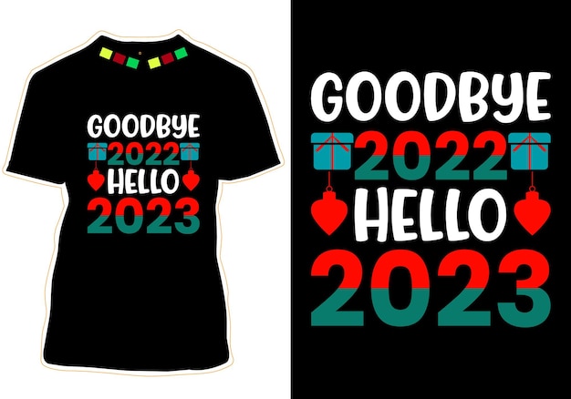 Vettore addio 2022 hello 2023 t-shirt design