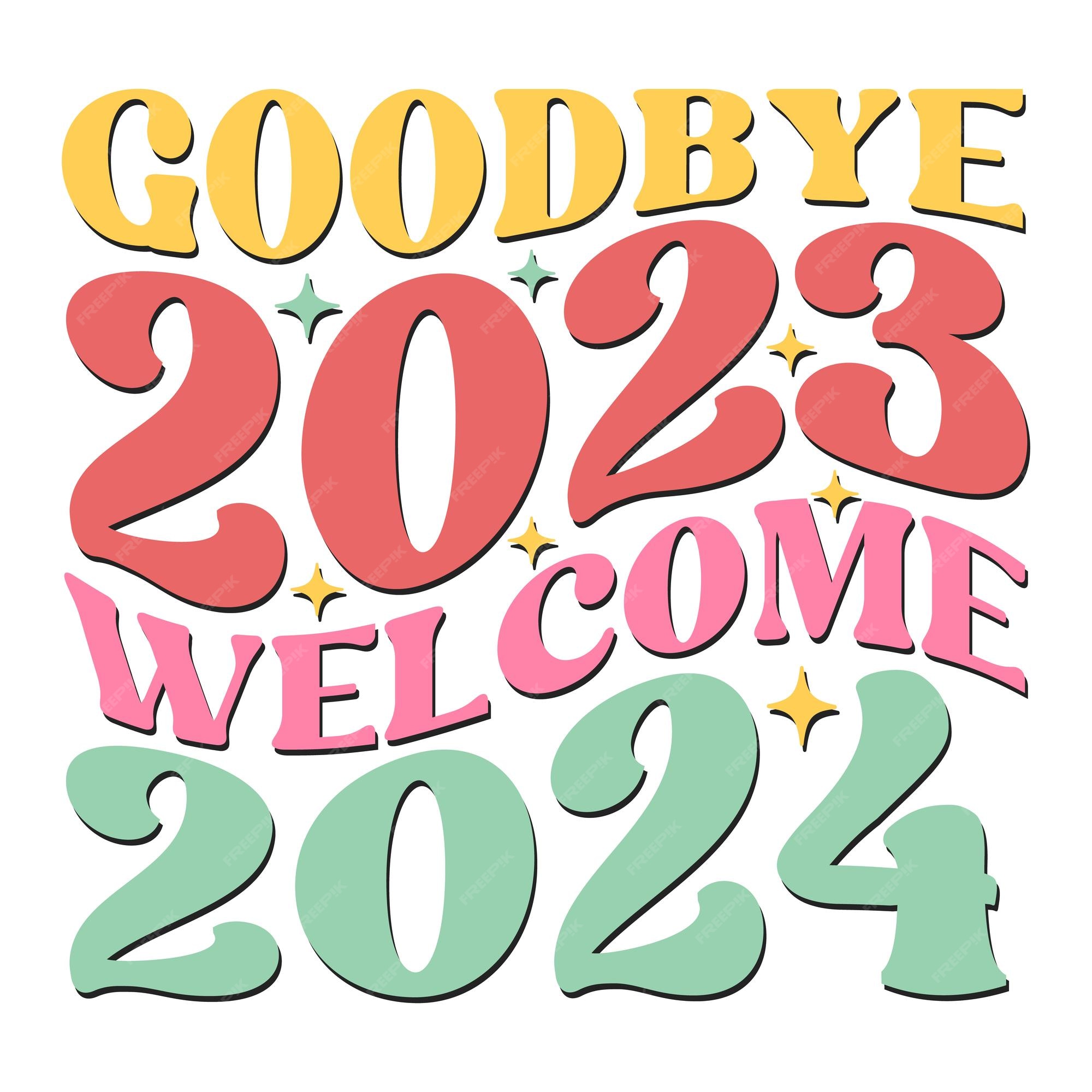 Premium Vector | Goodbye 2023 welcome 2024 retro design