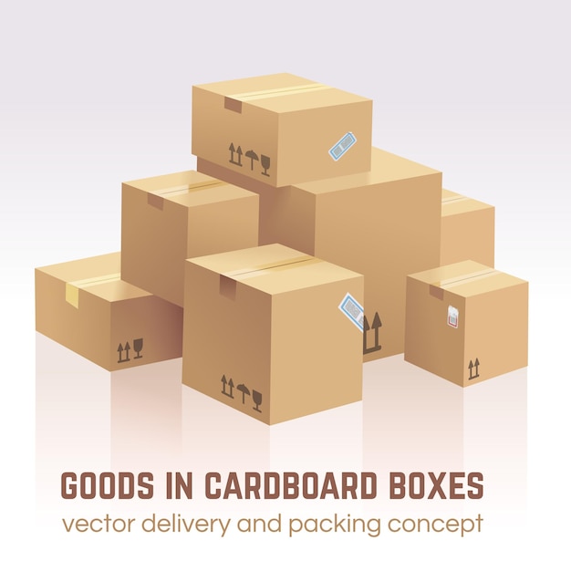 Goods in cardboard boxes