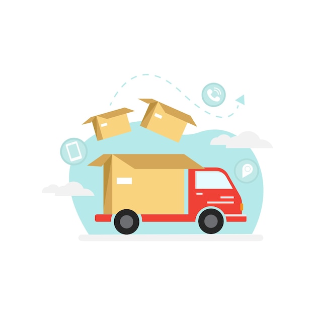 Vector goods delivery concept flat vector illustration