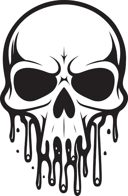 Vector gooey grin black logo with skull slime cryptic creep melting skull slime icon vector