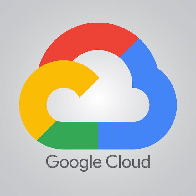 Vector google cloud logo vector cloud platform met zilveren achtergrond vector