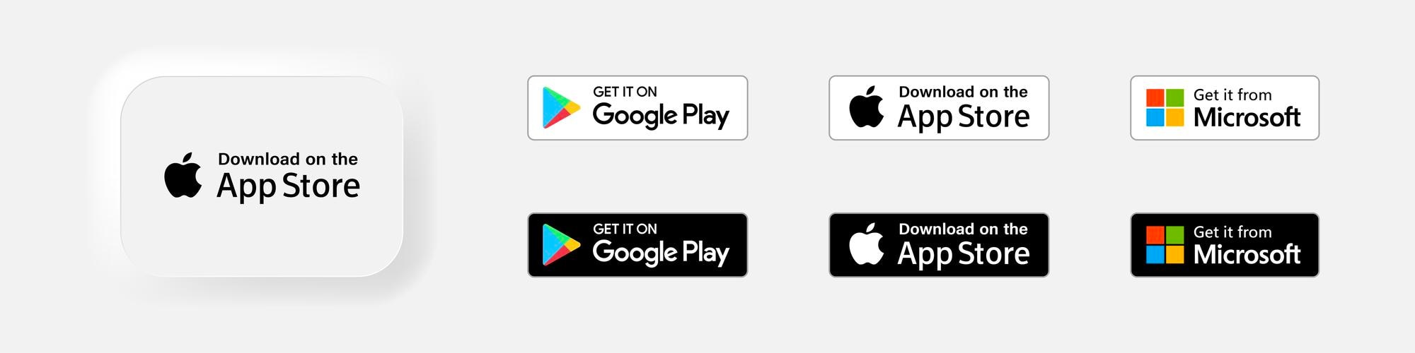 App store google play microsoft  button set Vector Image