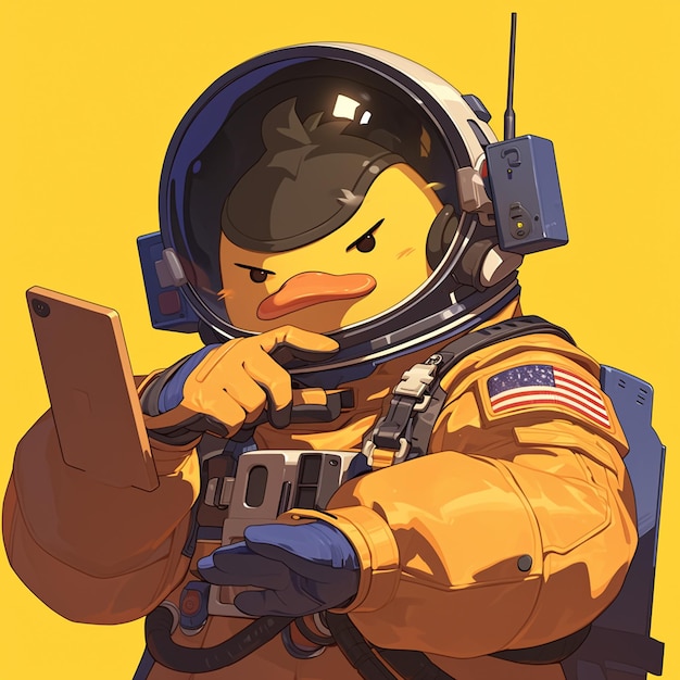 A goose astronaut cartoon style