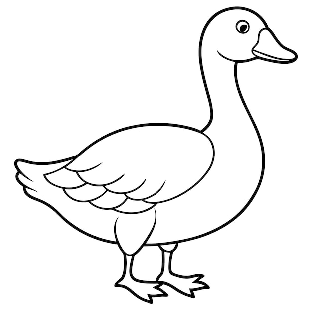 Goose coloring page outline vector illustration