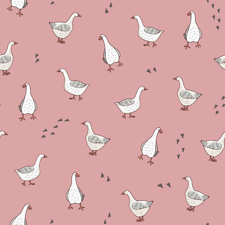 Vector goose farm animals seamless vector pattern