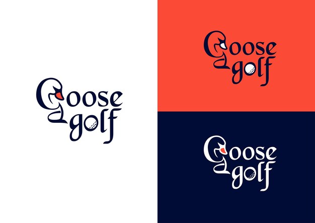 Vettore concetto di progettazione del logo di goose golf