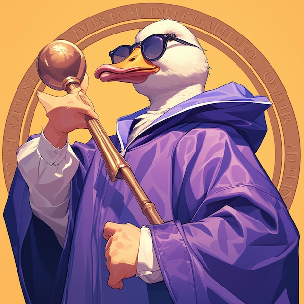 A goose judge cartoon style