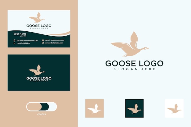 Vector goose logo design and business card