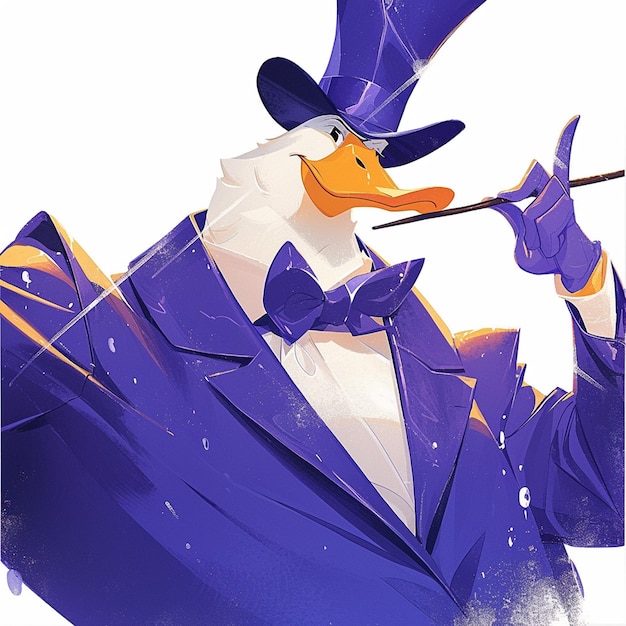 A goose magician cartoon style