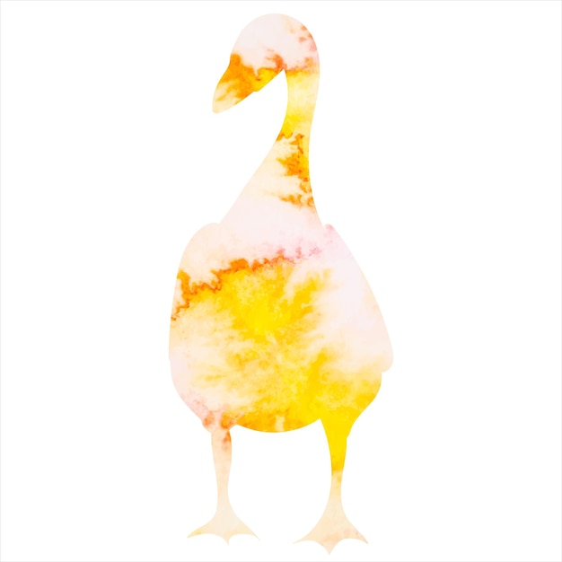 Goose watercolor yellow silhouette isolated vector