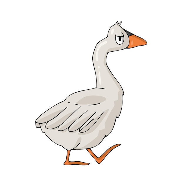 Goose on white background cute cartoon vector