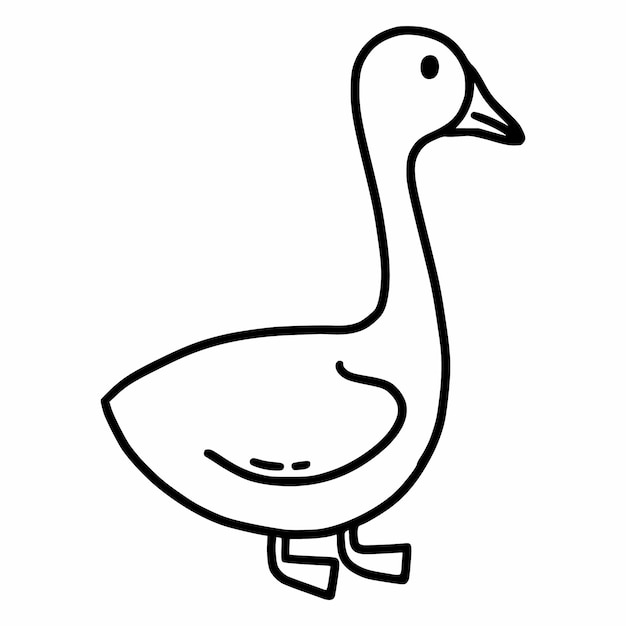 Goose on white background Farm animals Vector doodle illustration Coloring book for kids