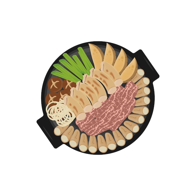 Vettore logo dell'illustrazione del cibo coreano gopchang
