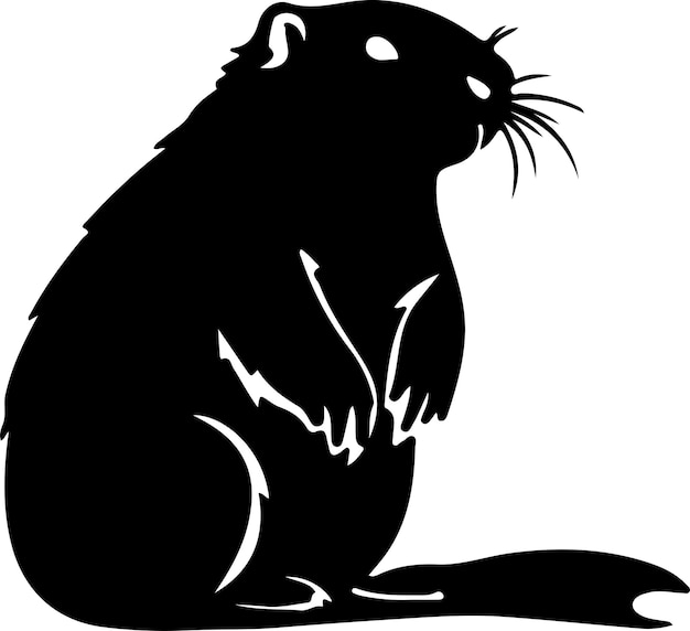 Vector gopher black silhouette with transparent background