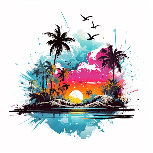 Vector gorgeous artistic graphic with a transparent background perfect for printing on a tshirt