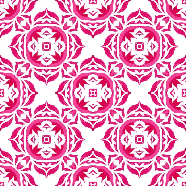 Gorgeous background vector seamless pattern Decorative mosaic ceramic design Wall and wallpaper decor pink azulejo