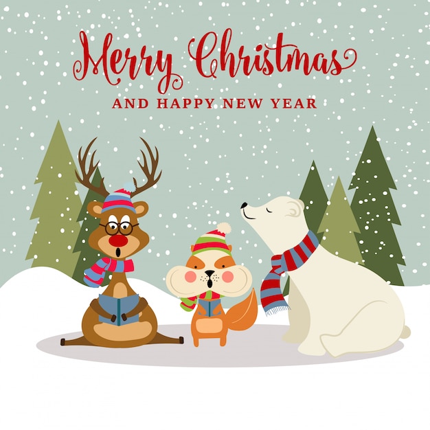 トナカイと豪華なクリスマスカード