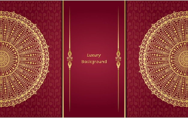 豪華な装飾グリーティング カード。ゴールド カラーの装飾的なゴールド ヴィンテージ マンダラ デザインの背景。