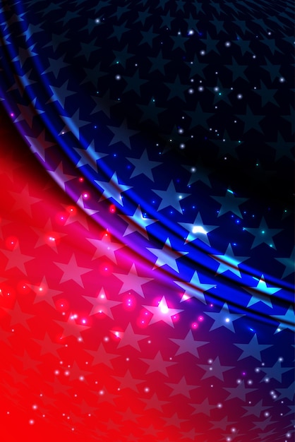 Vector gorgeous illustration with a curved usa flag and a sparkling mosaic