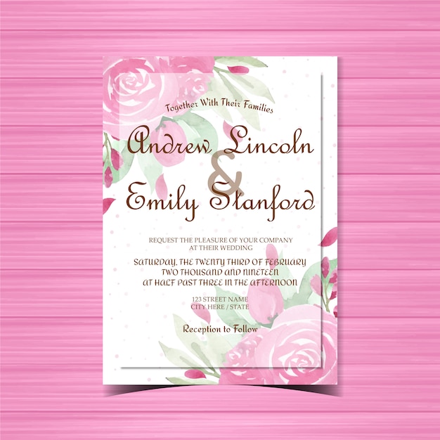 Gorgeous pink floral wedding invitation