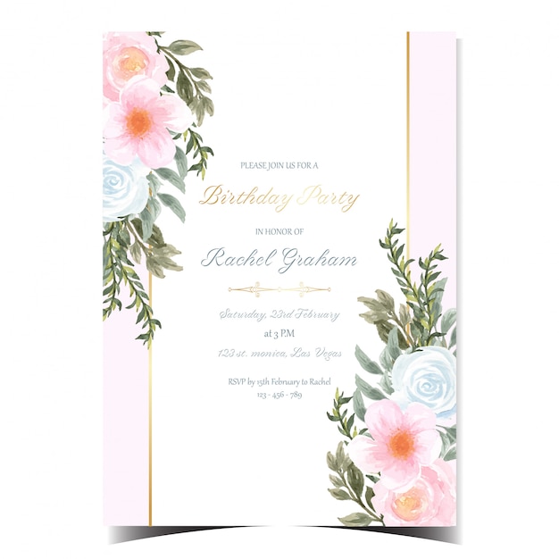 gorgeous pink happy birthday card with flowers