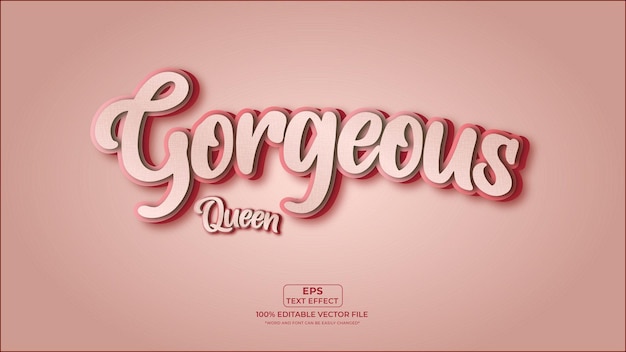 Vector gorgeous queen awesome editable eps text effect