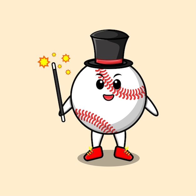 A gorgeous smart cute cartoon magician baseball ball style design