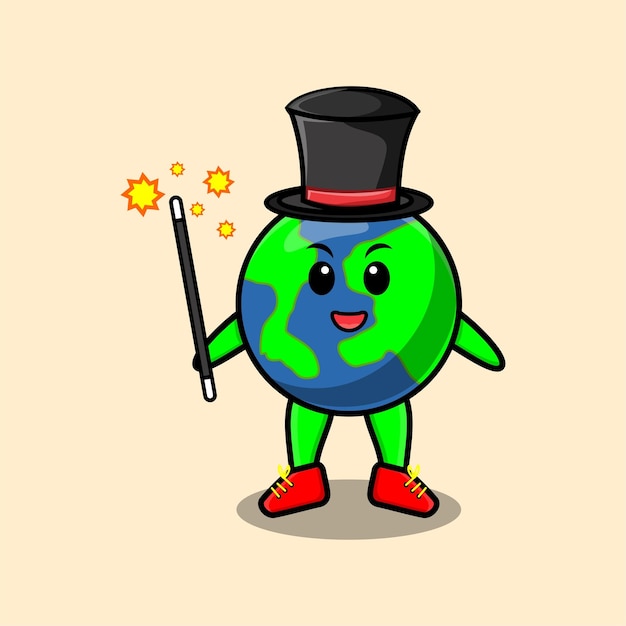 A gorgeous smart cute cartoon magician earth style design for t-shirt, sticker, logo element