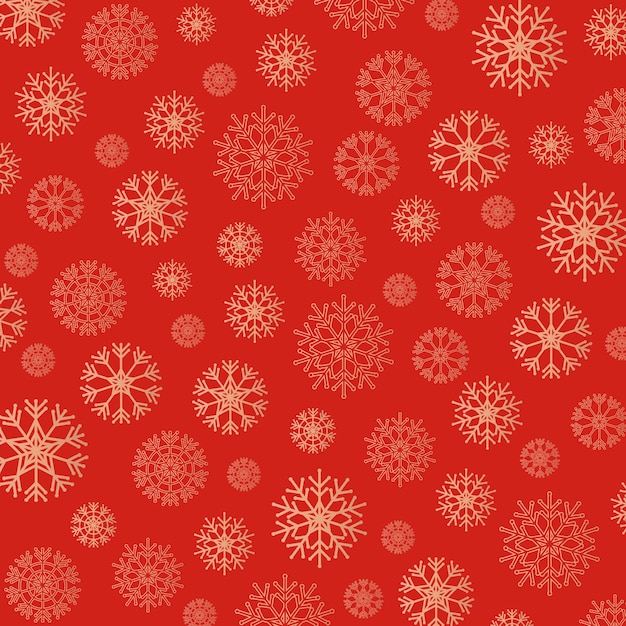 Gorgeous snowflakes background in golden and red