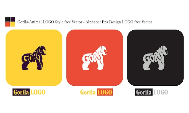 Gorilaanimal logo stile vettore gratuito alfabeto eps design logo vettore gratuito