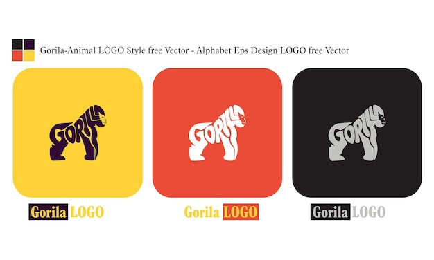 Gorilaanimal logo style free vector alphabet eps design logo free vector