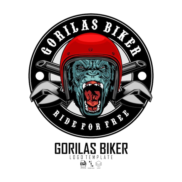 Gorilas biker illustration with a white background