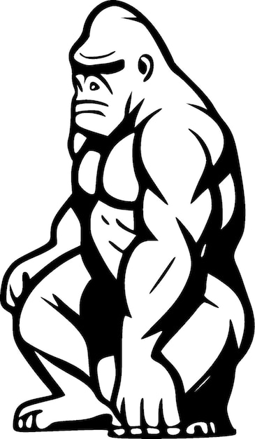 Vector gorilla angry black and white isolated icon vector illustration