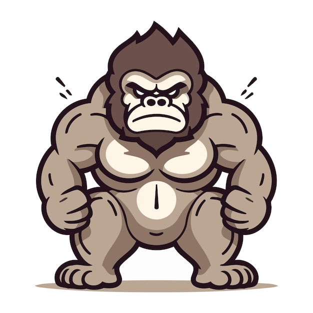 Gorilla angry cartoon mascot character vector illustratie