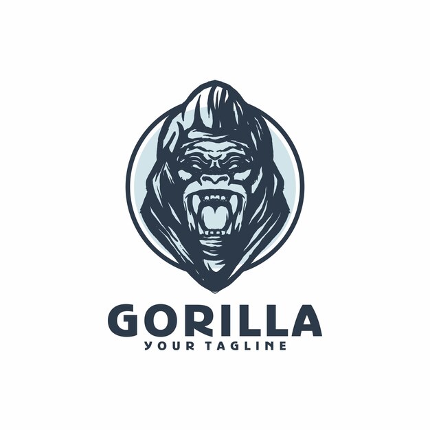 Gorilla arrabbiato logo modello vettoriale