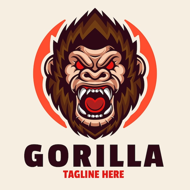 Modello di logo mascotte animale gorilla