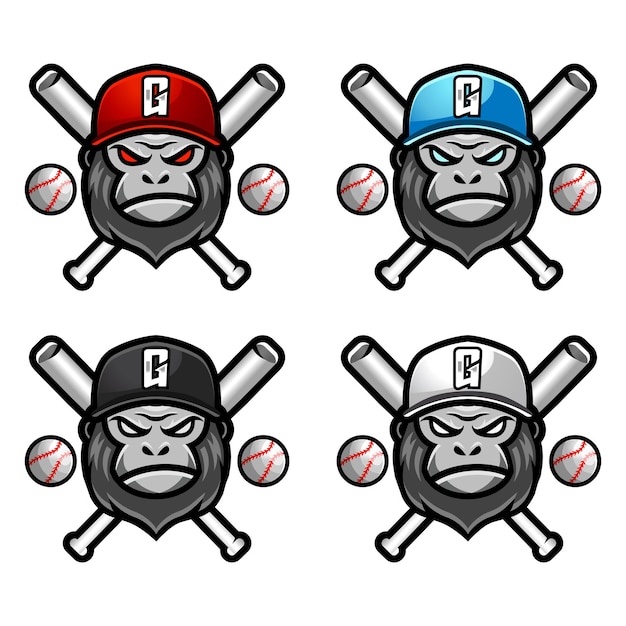 Gorilla ape mascot baseball team logo design vector with modern illustration concept style for badge emblem and tshirt printing modern gorilla logo illustration for sport gamer league