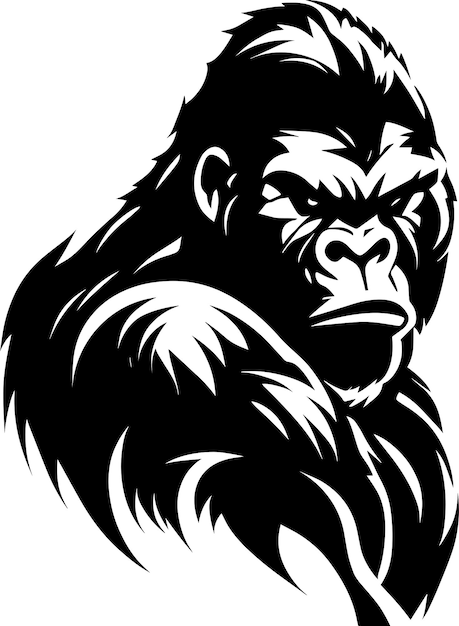 Vector gorilla black monochrome mascot logo