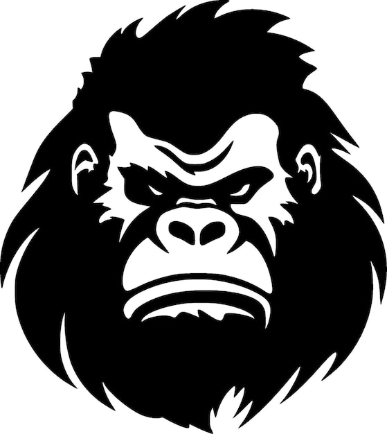 Vector gorilla black and white isolated icon vector illustration
