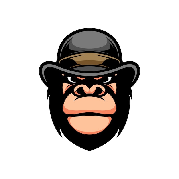 Gorilla cap mascotte logo design vettoriale