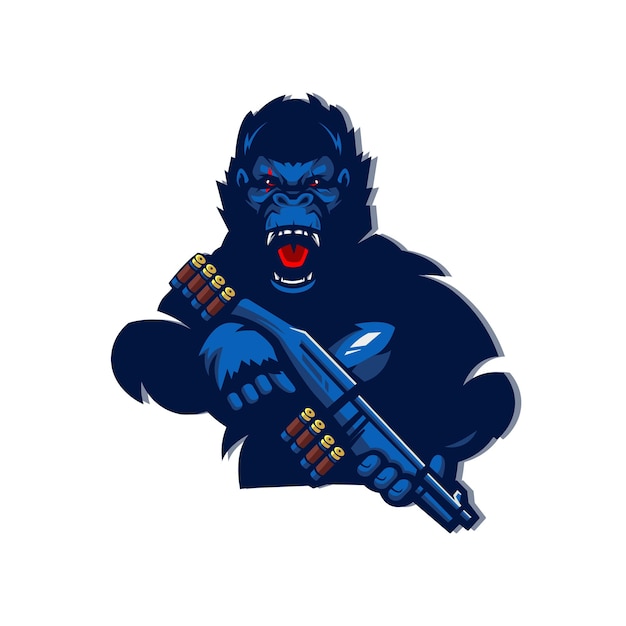 Vector gorilla carrying gun