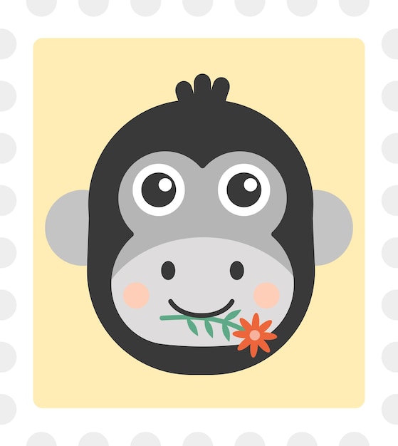 Vector gorilla cartoon character face illustration