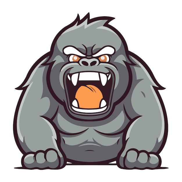 Vettore illustrazione vettoriale del personaggio della mascotte dei cartoni animati gorilla