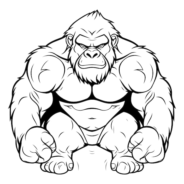 Gorilla Cartoon Mascot Vector illustratie klaar voor vinyl snijden